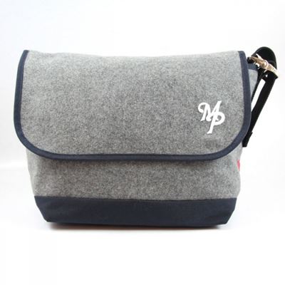 Melton Wool & 3D Embroidery Vintage Messenger Bag@O[