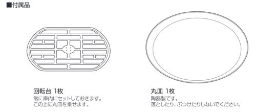 アイリスオーヤマ　EMO6013-W オーブンレンジターンテーブルありの丸皿と回転台の大きさ